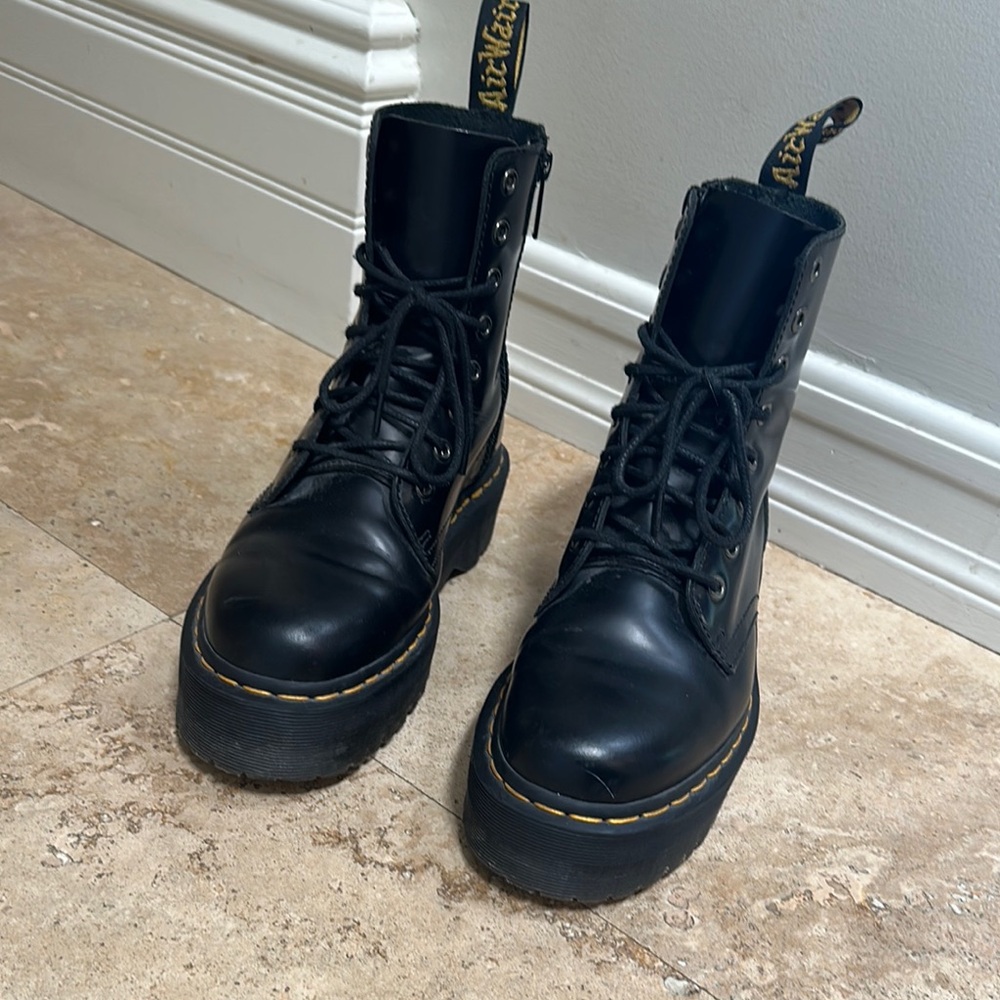 Black Leather Lace-Up Boots